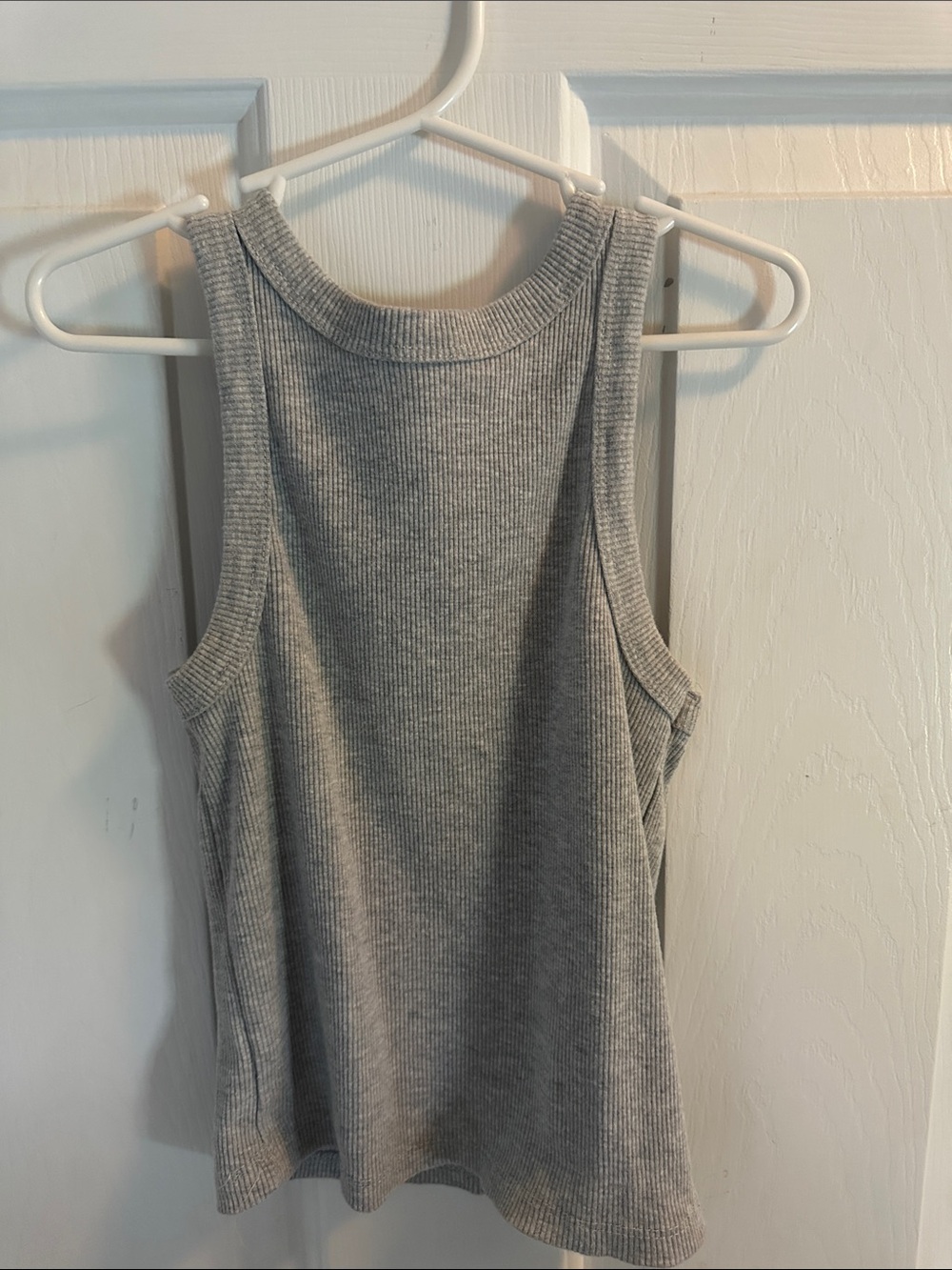 Girls Ribbed Sleeveless Tank Top - Gray